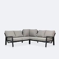 Elloise Reclining Sectional  - Black Frame, Grey Clay Cushions