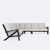 Eros L Shaped Sectional - Black Frame, Sand Cushions