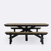 Ethan Dining Set with Benches- Black