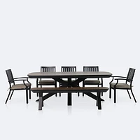Ethan Dining Set with Ethan Bench and Belvedere Armchairs - Black