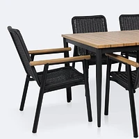 Napa - Sedona Dining Set -  - Seats 6  - Black and Wood Look Finish