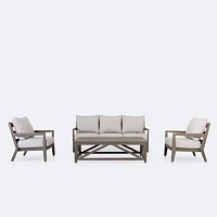 Rosseau Conversation Set – Brushed Taupe – Sunbrella Cast Silver  Cushions