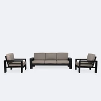Shoreline Sofa Conversation Set - Black Frame, Cast Shale Cushions