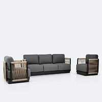 Tova Sofa Conversation Set - Black Frame, Ash Gray Cushions