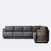 Tova L- Shaped Sectional - Black Frame, Ash Gray Cushions