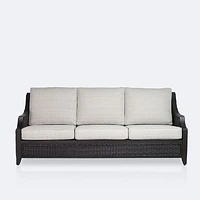 Vienna Sofa Conversation Set - Brown Frame/Wicker, Linen Cushions