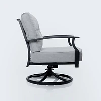 Belvedere Aluminum Swivel Club Chair - Black
