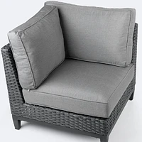 Carter Corner Chair - Black Wicker – Grey Cushions