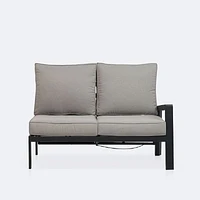 Elloise Right Hand Facing Reclining Loveseat- Black Frame, Grey Clay Cushions