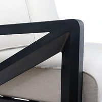 Eros Left Hand Facing Loveseat, Black Frame, Sand Cushions