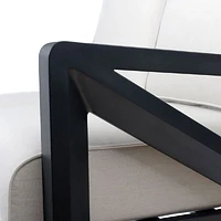 Eros Right Hand Facing Loveseat, Black Frame, Sand Cushions