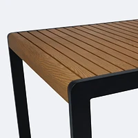 Napa Dining Table - Black Frame - Wood-look Slat Table Top