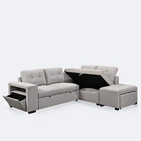 Optimo Storage Sectional With Pull Out Sleeper and Ottomans