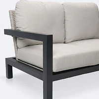 Troy Left Hand Facing Loveseat- Black Frame - Beige Cushions