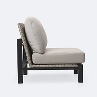 Troy Side Chair- Black Frame - Beige Cushions