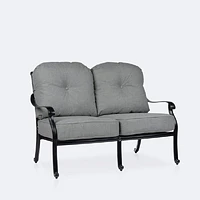 Blanca Loveseat Conversation Set – Black Tippet Frame – Dark Grey Cushions