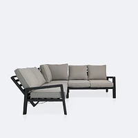 Elloise Reclining Sectional  - Black Frame, Grey Clay Cushions