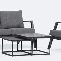 Kyoto Conversation Set – Black Frame - Charcoal Cushions