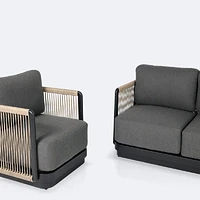 Tova Sofa Conversation Set - Black Frame, Ash Gray Cushions