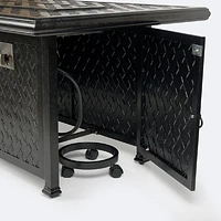 Weave 32"x50" Rectangular Firepit Table - Black Tippet