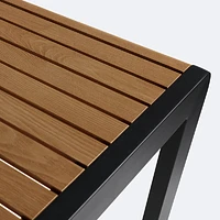 Napa Dining Table - Black Frame - Wood-look Slat Table Top