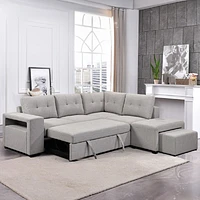 Optimo Storage Sectional With Pull Out Sleeper and Ottomans
