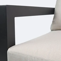 Troy Club Chair - Black Frame - Beige Cushions