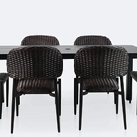 Austin Dining Set - 6 Seats- Black/Brown