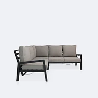 Elloise Reclining Sectional  - Black Frame, Grey Clay Cushions