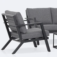 Kyoto Conversation Set – Black Frame - Charcoal Cushions