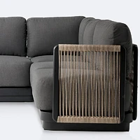 Tova L- Shaped Sectional - Black Frame, Ash Gray Cushions