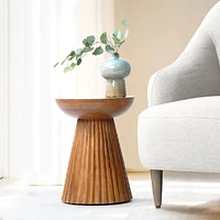 Ambrose Hourglass Accent Table - Natural Shesham
