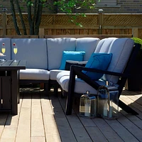 Eros Left Hand Facing Loveseat, Black Frame, Sand Cushions