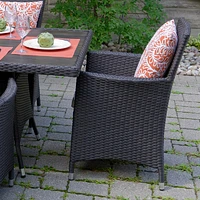 Metro Dining Chair w/ Cushion - Black Wicker