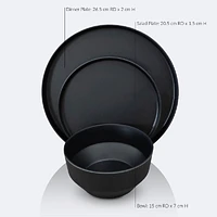Soleil 12 pcs Dinnerware Set - Black