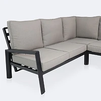 Elloise Reclining Sectional  - Black Frame, Grey Clay Cushions