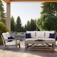 Rosseau Conversation Set – Brushed Taupe – Sunbrella Cast Silver  Cushions