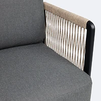 Tova L- Shaped Sectional - Black Frame, Ash Gray Cushions