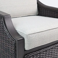 Vienna Club Swivel Glider Set - Brown Frame/Wicker, Linen Cushions