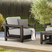 Denver Club Chair – Brushed Chocolate Frame - Tan Cushions