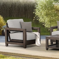 Denver Club Chair – Brushed Taupe Frame - Tan Cushions