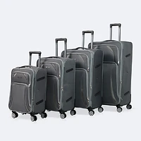 4-Piece Soft Side Spinner Wheels Luggage Set- Grey