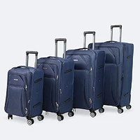 4-Piece Soft Side Spinner Wheels Luggage Set- Navy