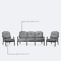 Blanca Sofa Conversation Set – Black Tippet Frame – Dark Grey Cushions