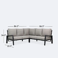 Elloise Reclining Sectional  - Black Frame, Grey Clay Cushions