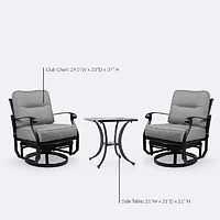 Ivy Swivel Club Chair Set - Black Tippet Frame – Dark Grey Cushions