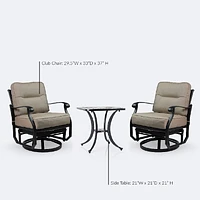 Ivy Swivel Club Chair Set - Black Tippet Frame – Taupe Cushions