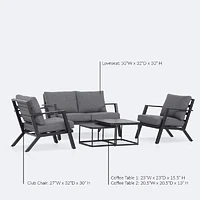 Kyoto Conversation Set – Black Frame - Charcoal Cushions