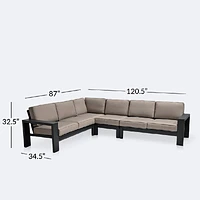 Shoreline L-Shape Sectional - Black Frame, Cast Shale Cushions
