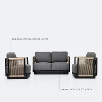 Tova Loveseat Conversation Set - - Black Frame, Ash Gray Cushions